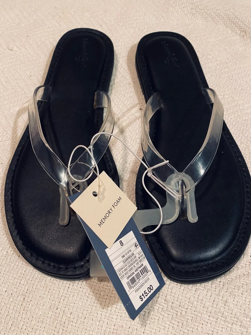 Brand New with Tags Black Sandals with Clear Straps